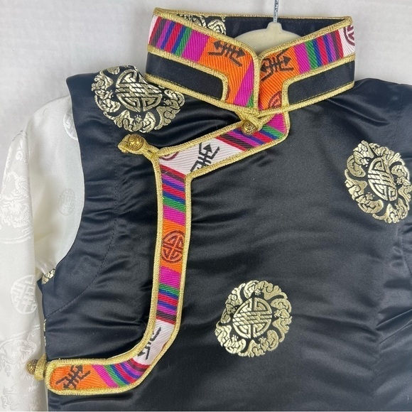 🩷 Kids, Tibetan traditional brocade top, Losar - black/white. Size: 1. - Picture 5 of 9